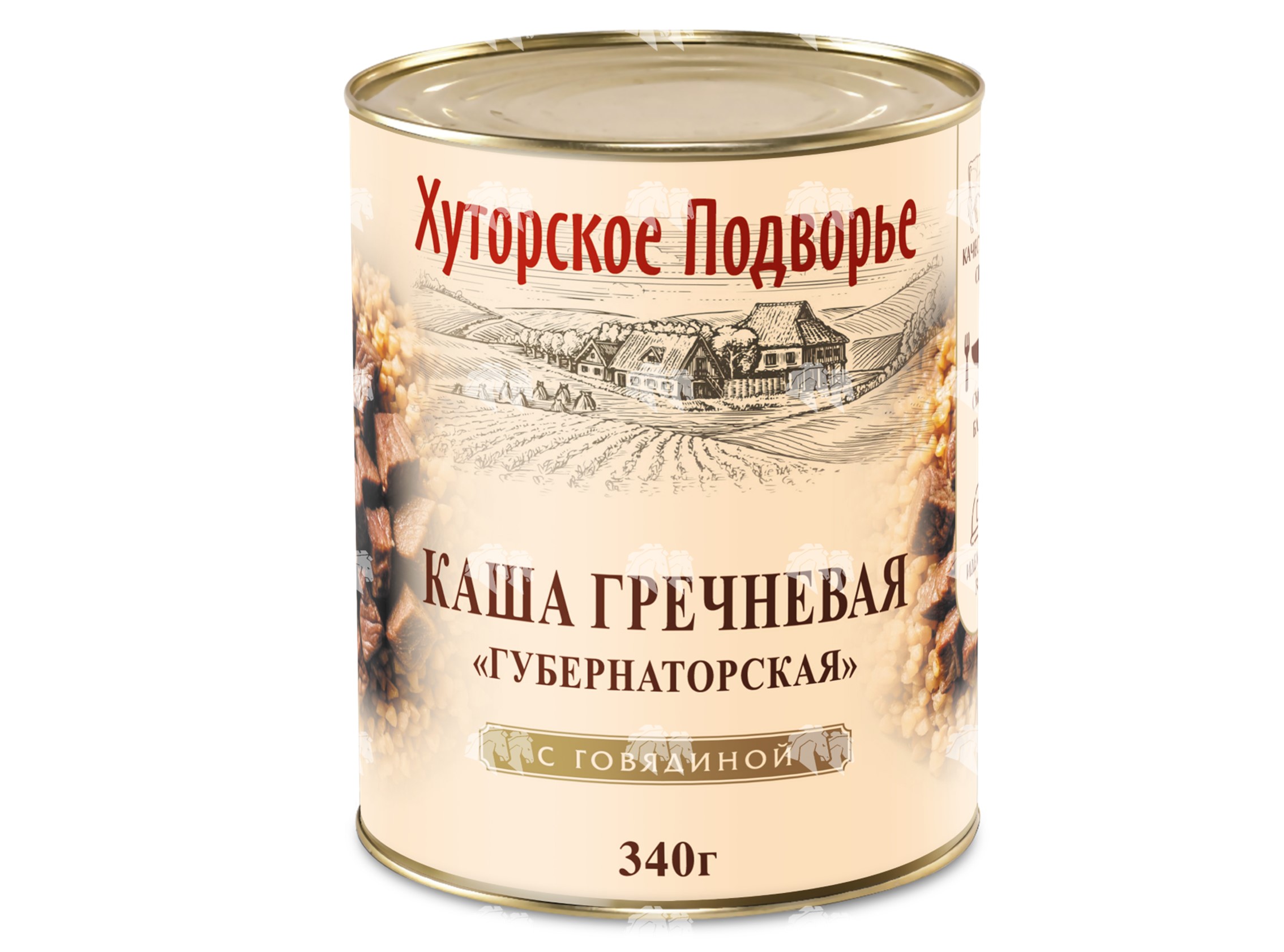 Каша гречневая "Губернаторская" с говядиной, СТО, 340 г, ж/б, без ключа