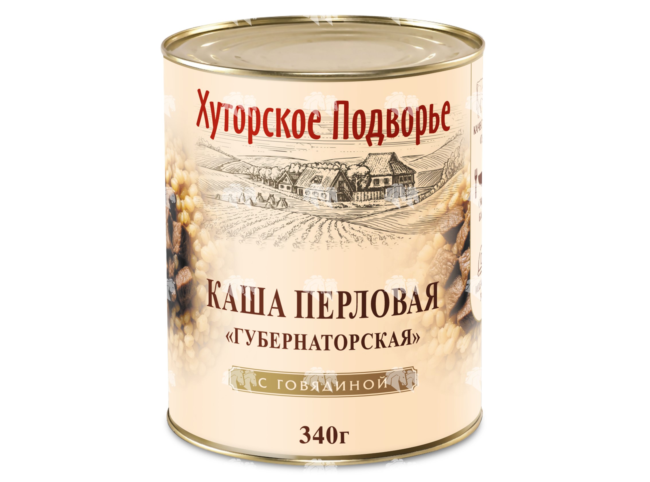 Каша перловая "Губернаторская" с говядиной, СТО, 340 г, ж/б, без ключа