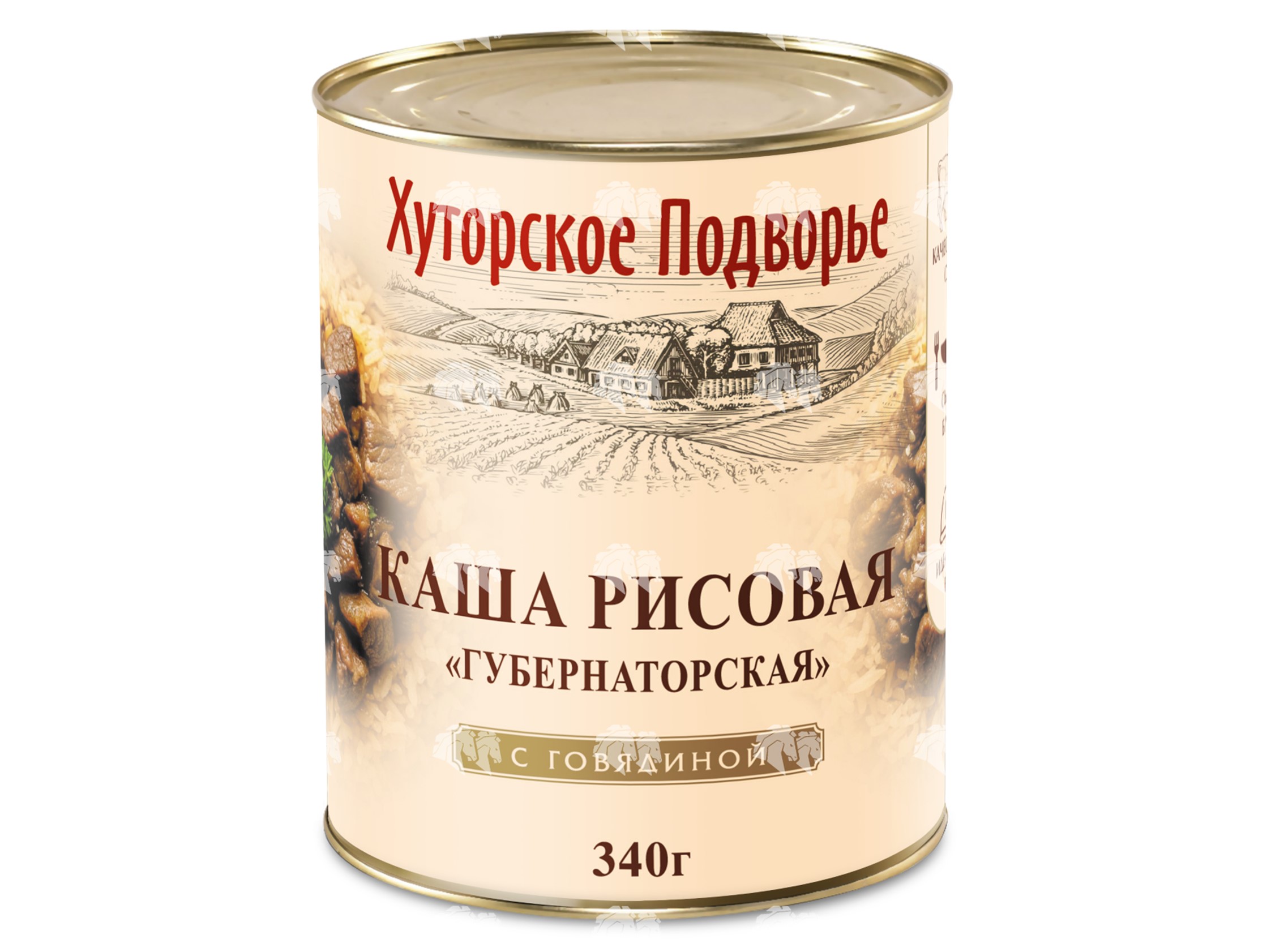 Каша рисовая "Губернаторская" с говядиной, СТО, 340 г, ж/б, без ключа