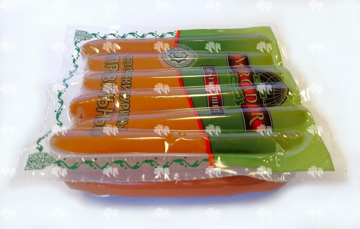 Сосиски  куриные "Правильные" варено-копченые, ХАЛЯЛЬ