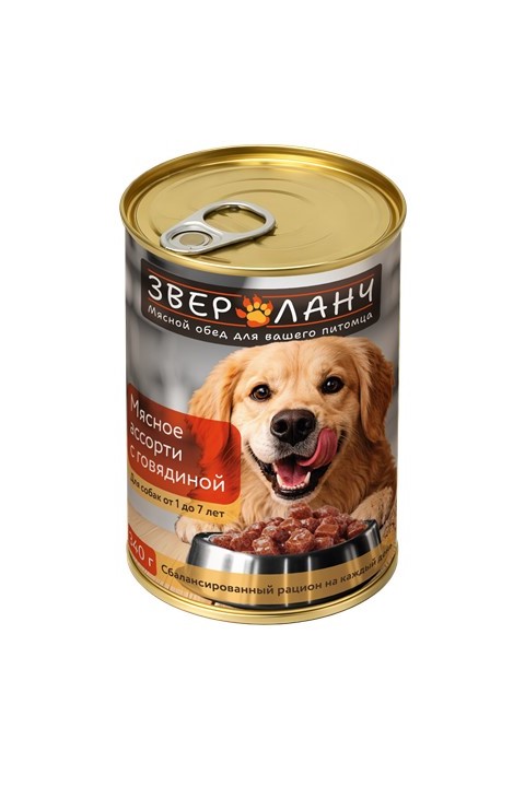 Мясное ассорти с говядиной (для собак от 1 до 7 лет), 340 г