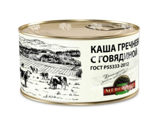 Каша гречневая с говядиной, ГОСТ Р55333-2012, 325 г